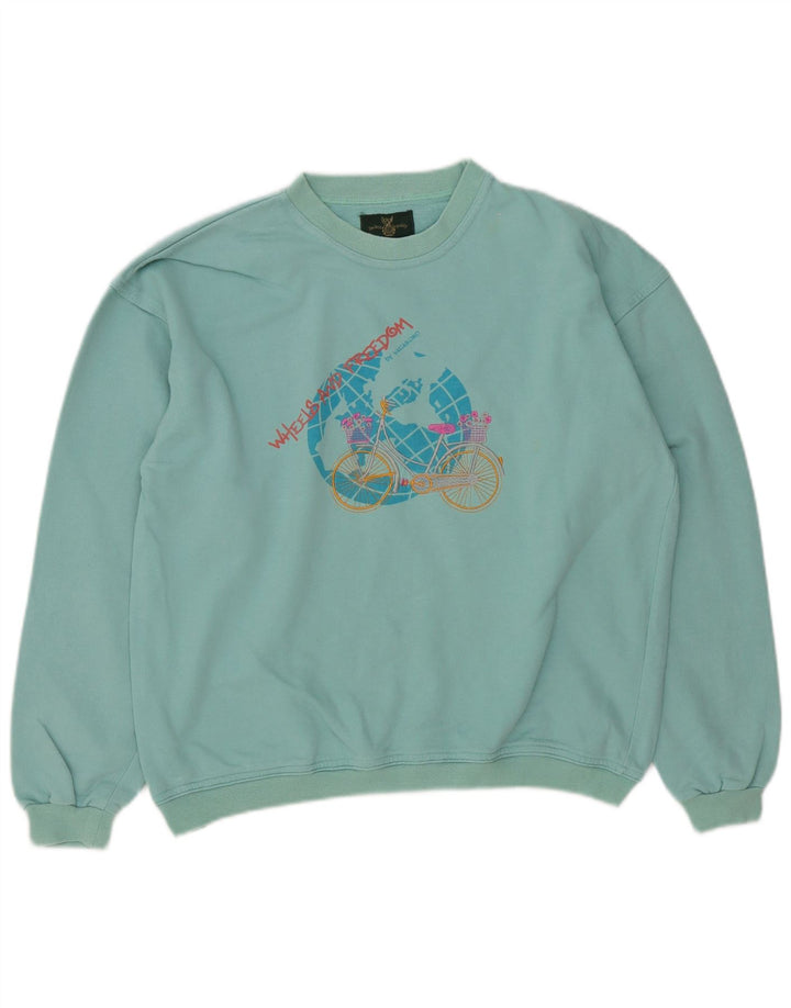 Suéter feminino Vagabond com estampa oversized Reino Unido 10 pequeno turquesa