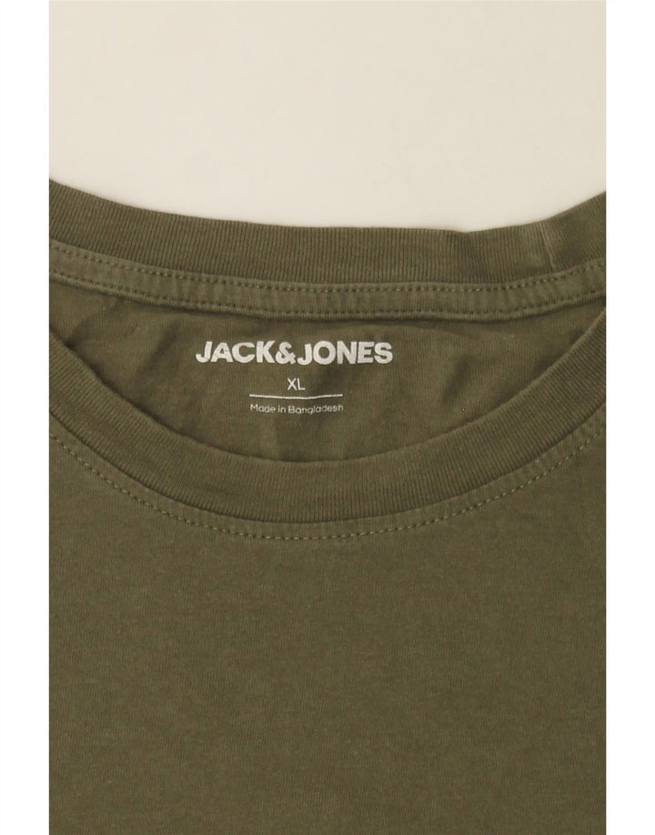 JACK & JONES Mens T-Shirt Top XL Khaki Cotton Vintage Jack & Jones and Second-Hand Jack & Jones from Messina Hembry 