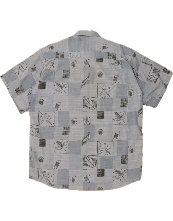 VINTAGE Mens Short Sleeve Shirt XL Blue Patchwork Cotton Vintage Vintage and Second-Hand Vintage from Messina Hembry 
