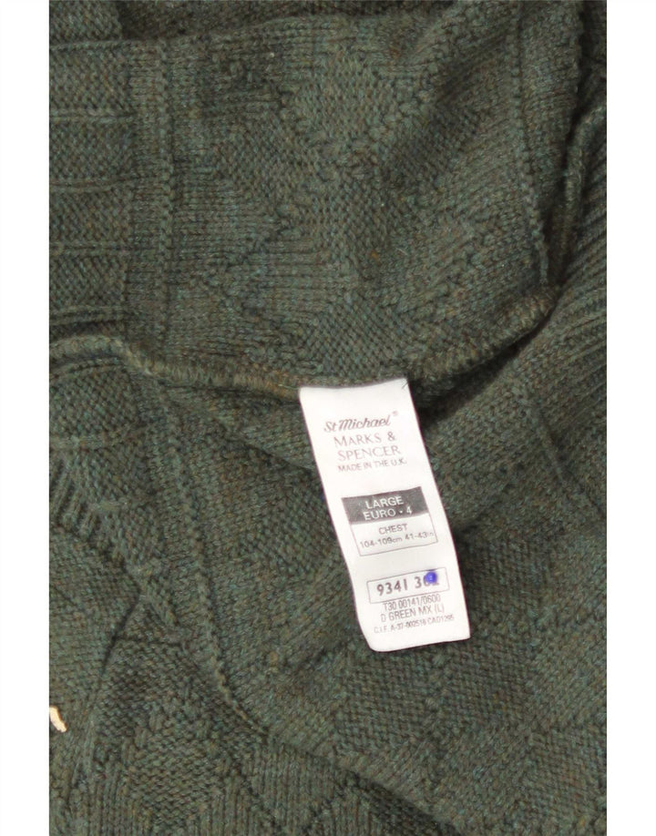 Suéter cardigã masculino Marks & Spencer St. Michael verde grande
