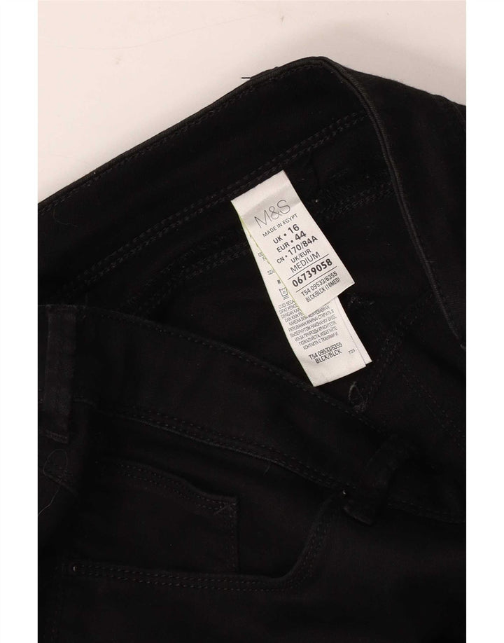 Calça jeans feminina Marks & Spencer Bootcut Reino Unido 16 grande W34 L26 algodão preto