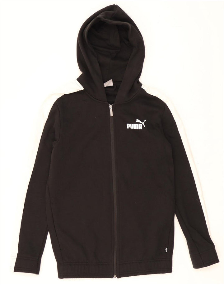 PUMA Mens Zip Hoodie Sweater XS Black Colourblock Cotton Vintage Puma and Second-Hand Puma from Messina Hembry 