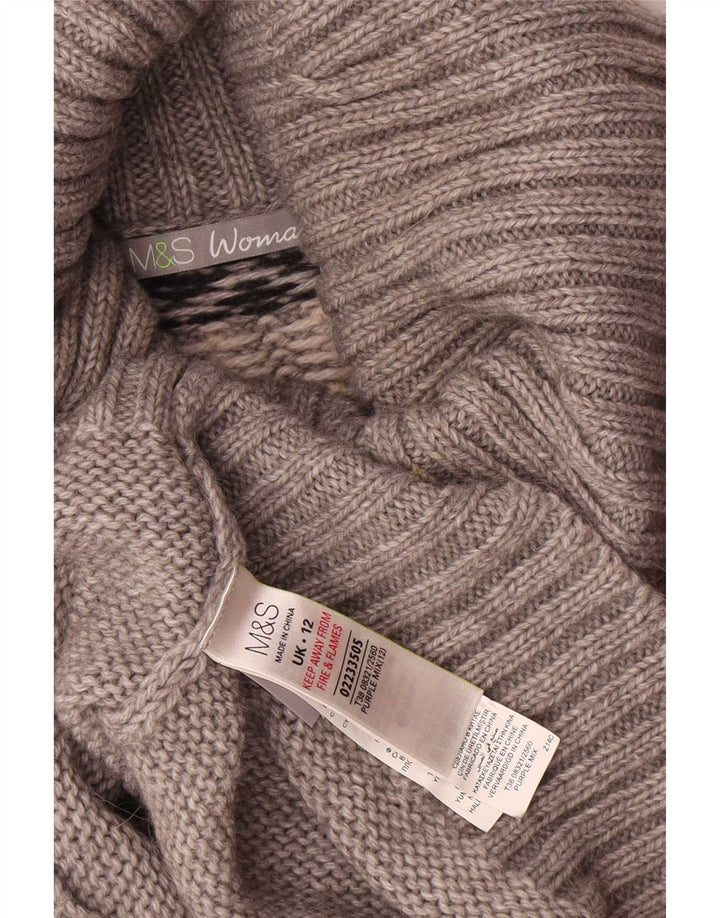 Suéter feminino Marks & Spencer com gola redonda Reino Unido 12 cinza médio Fair Isle