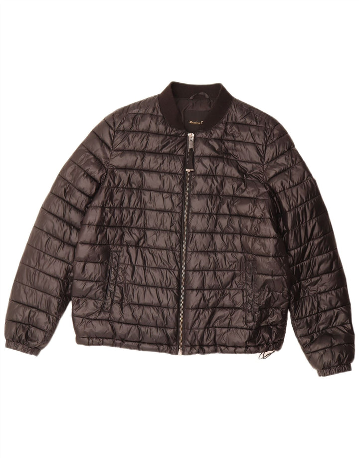 Jaqueta acolchoada feminina Massimo Dutti UK 16 grande poliéster preto