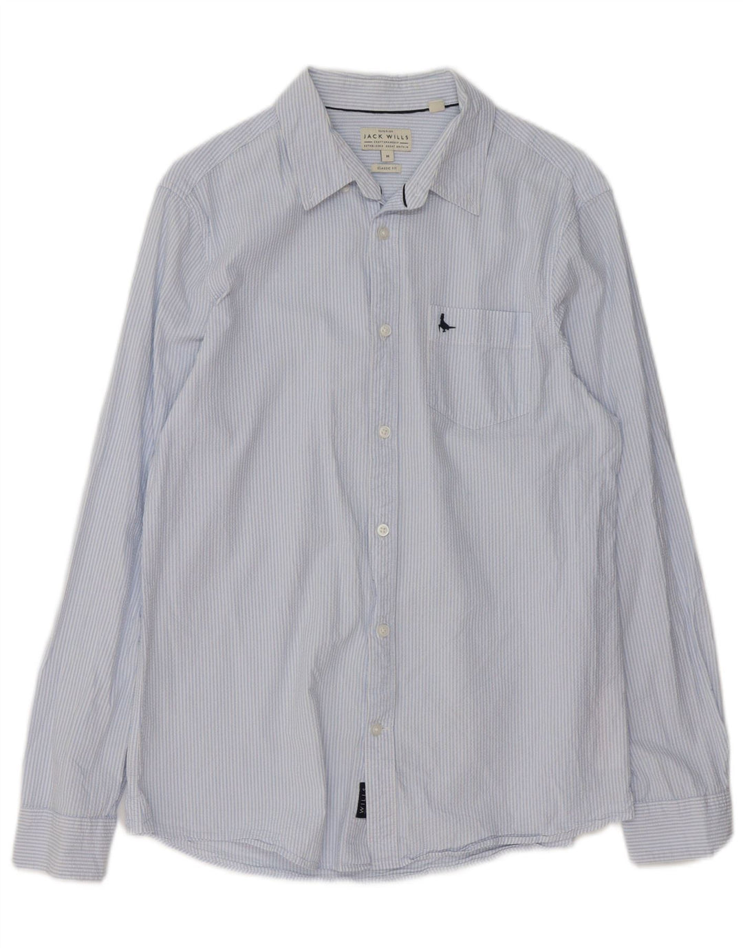 Camisa masculina Jack Wills Classic Fit algodão listrado azul médio