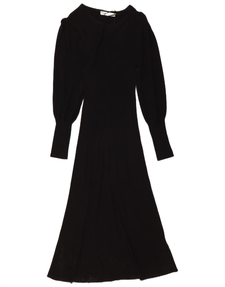 Vestido jumper feminino ZARA UK 6 pequeno preto viscose