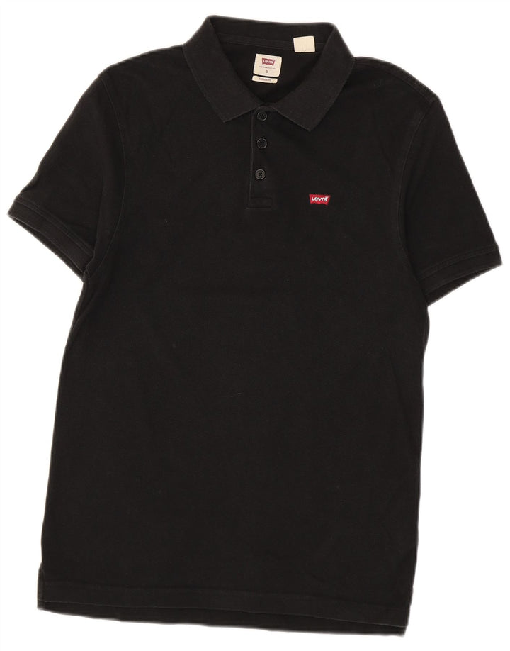 Camisa polo masculina padrão Levi's pequena preta de algodão