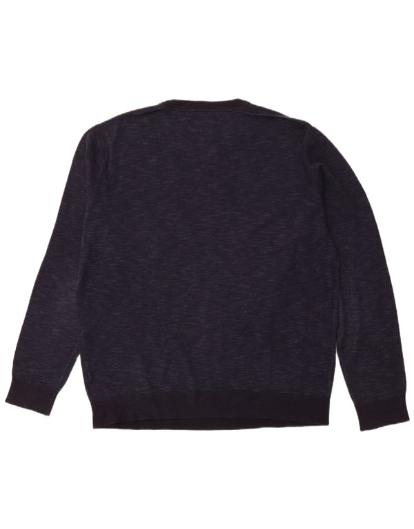 TOMMY HILFIGER Suéter masculino com gola redonda 2XL algodão manchado azul marinho