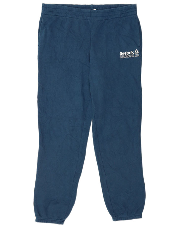 Calça de treino feminina Reebok Joggers UK 14 grande algodão azul marinho