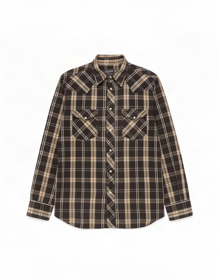 Camisa masculina Gas grande algodão xadrez preto