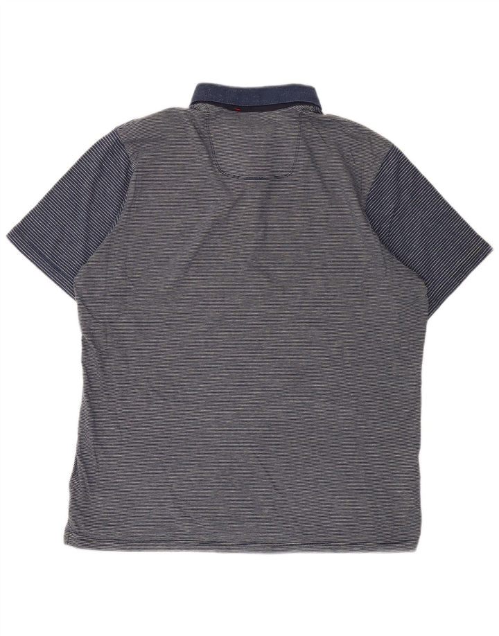 Camisa polo masculina Tommy Bahama média listrada de algodão azul marinho