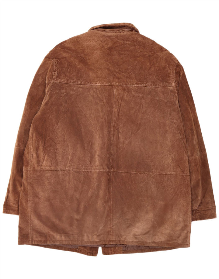 Jaqueta de camurça masculina vintage tamanho 60 3XL couro marrom