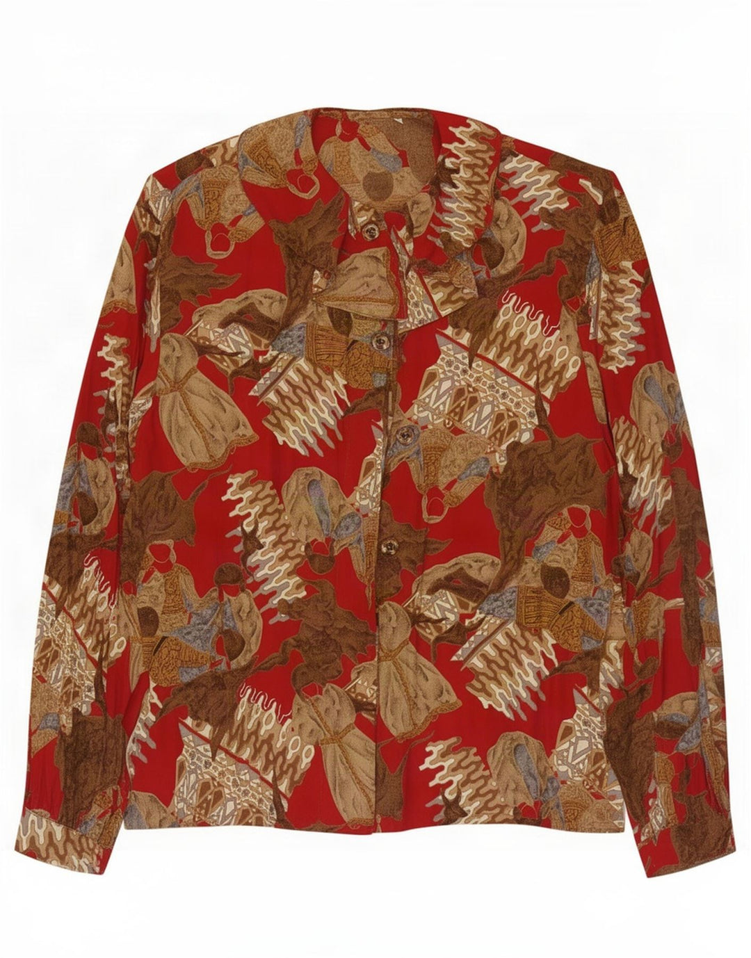 Blusa feminina vintage oversized Reino Unido 10 pequeno bloco colorido vermelho