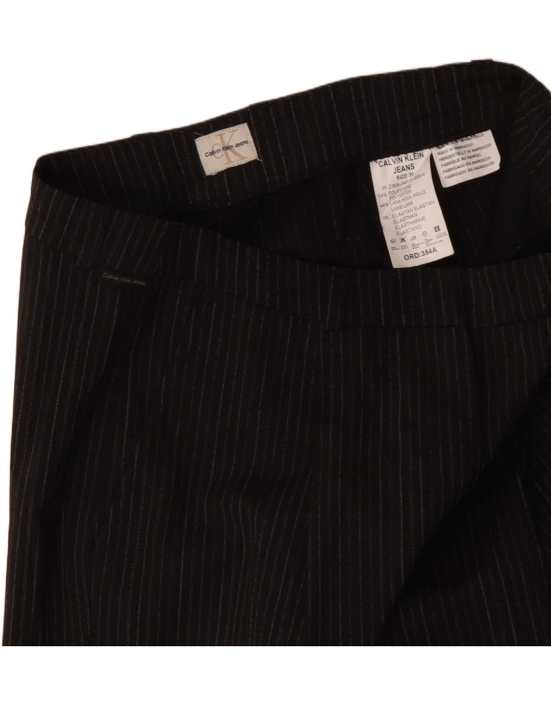 Calça chino feminina CALVIN KLEIN W30 L31 poliéster listrado cinza