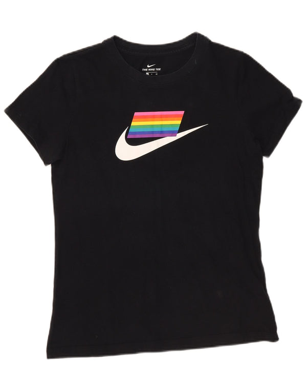 Camiseta gráfica feminina Nike UK 10 pequena algodão preto