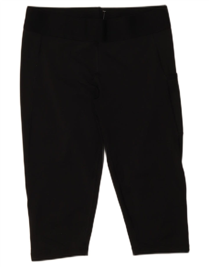 ADIDAS Womens Graphic Capri Leggings UK 12/14 Médio Preto