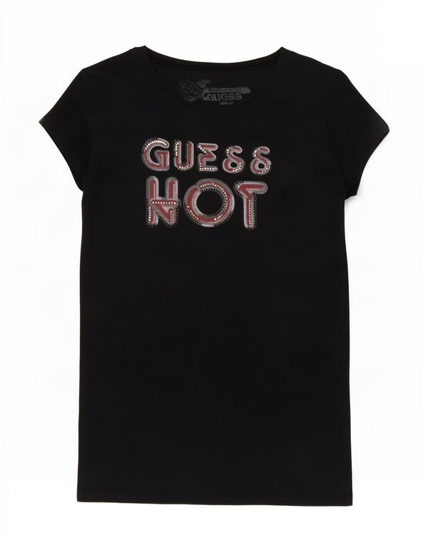Camiseta feminina Guess com estampa gráfica UK 12 algodão preto médio