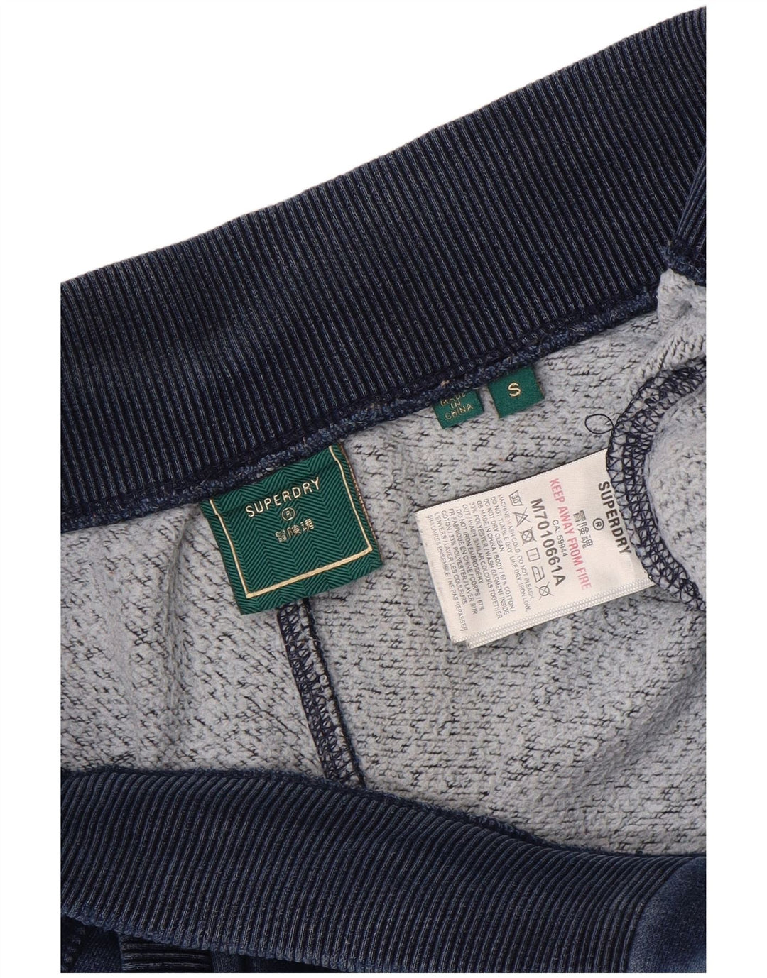 Calça de treino masculina Superdry joggers poliéster azul marinho pequeno