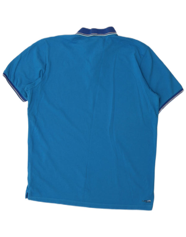 Adidas Mens Clima 365 Polo Shirt Grande Azul Listrado Algodão