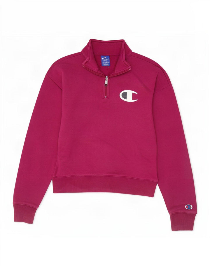Champion feminino cropped oversized moletom suéter UK 10 pequeno marrom