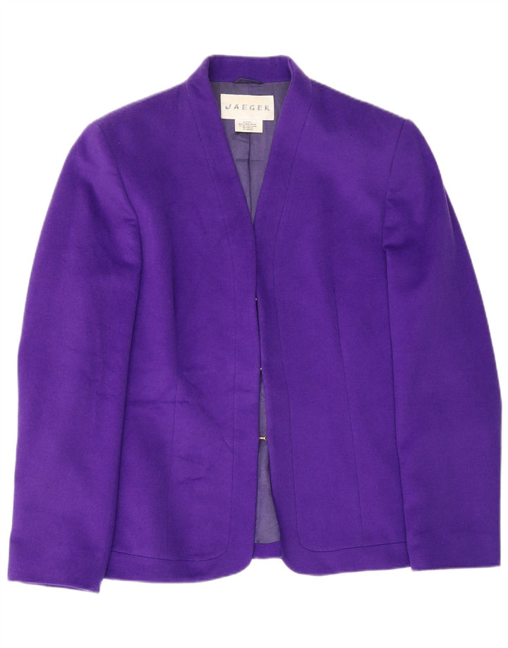 Jaqueta blazer feminina Jaeger Reino Unido 14 grande lã roxa