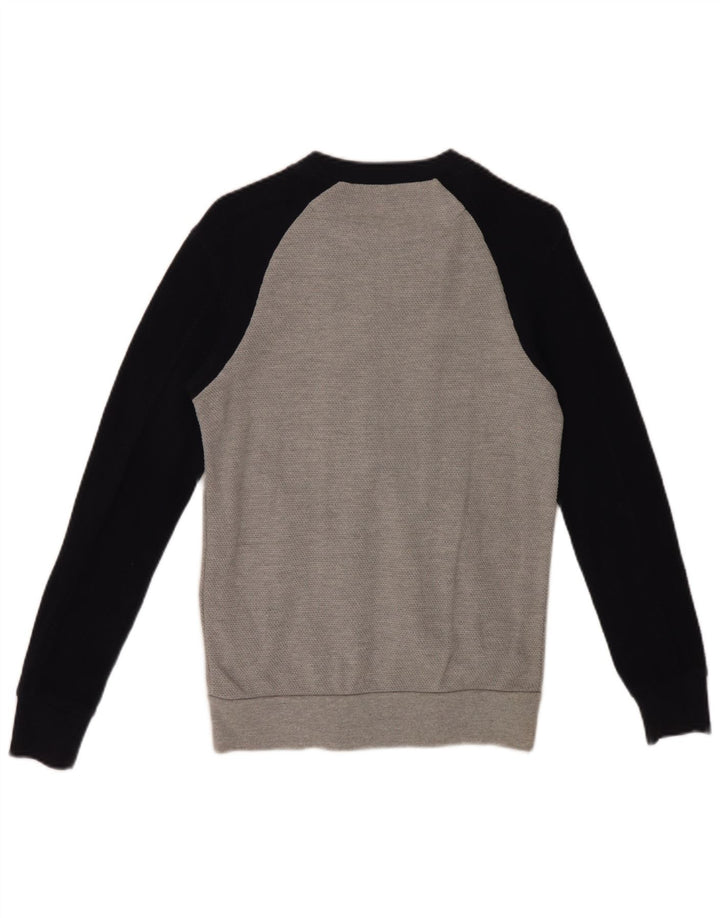 Zara Jaqueta masculina de agasalho pequeno cinza colorblock algodão
