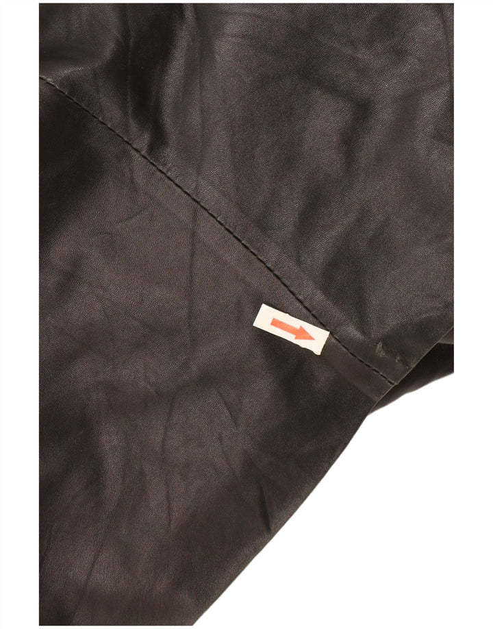 Casaco de couro feminino vintage UK 16 grande preto