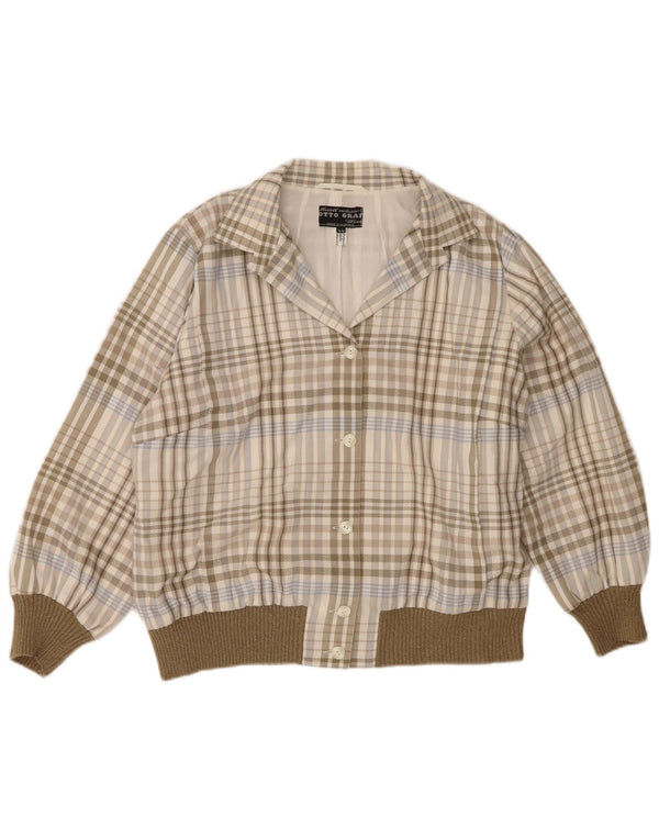 Jaqueta bomber feminina vintage IT 44 poliéster xadrez verde médio