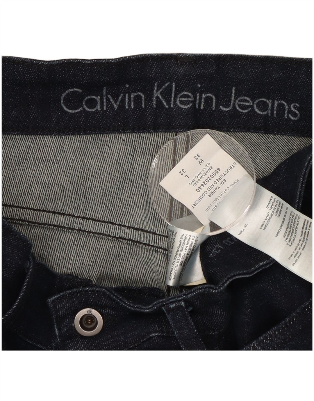 CALVIN KLEIN Mens Jeans Slim W33 L32 Azul Marinho Algodão