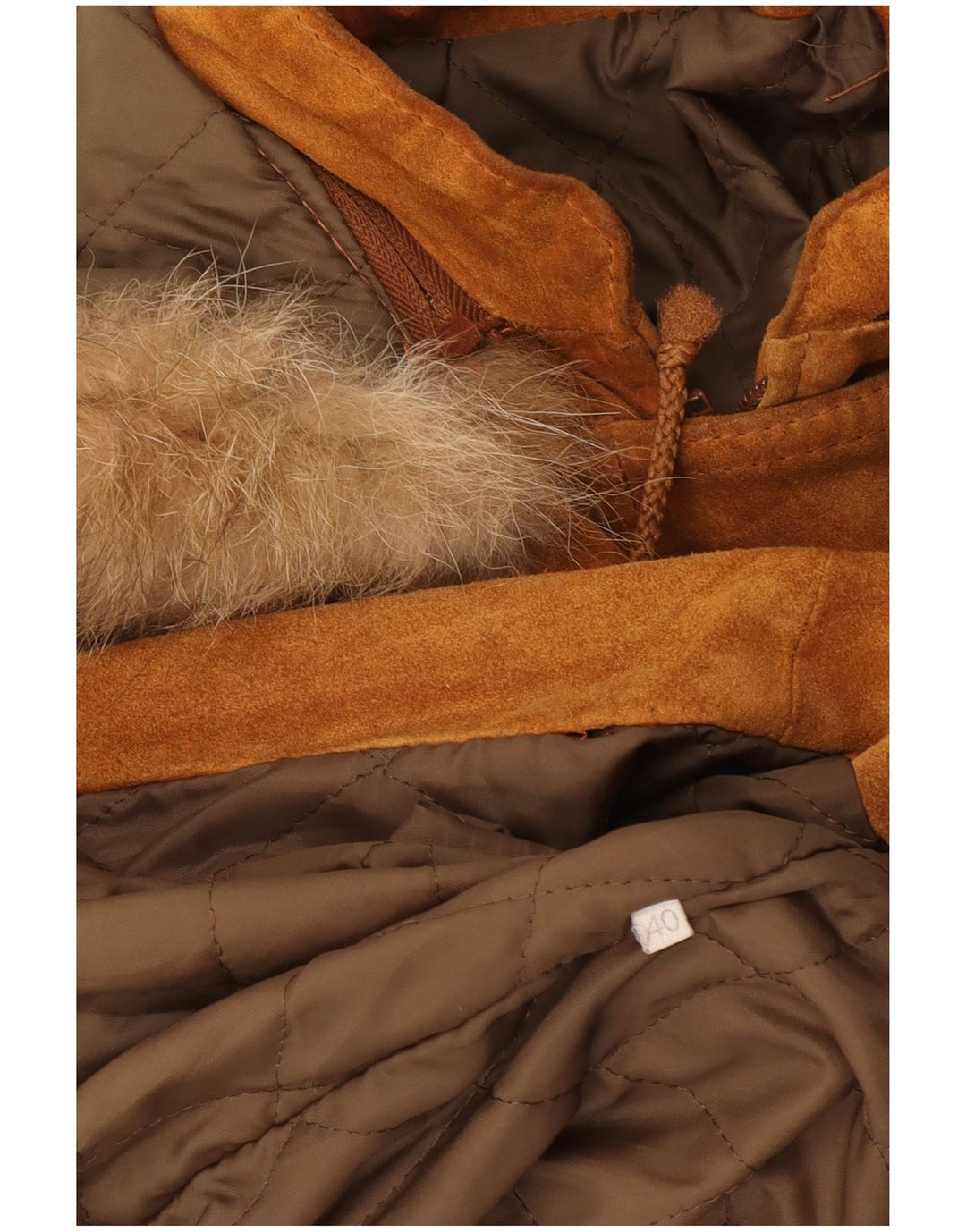 Jaqueta Parka feminina vintage de camurça com capuz UE 40 camurça marrom média