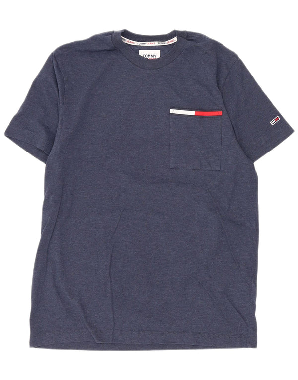 Camiseta masculina Tommy Hilfiger top pequeno algodão azul marinho