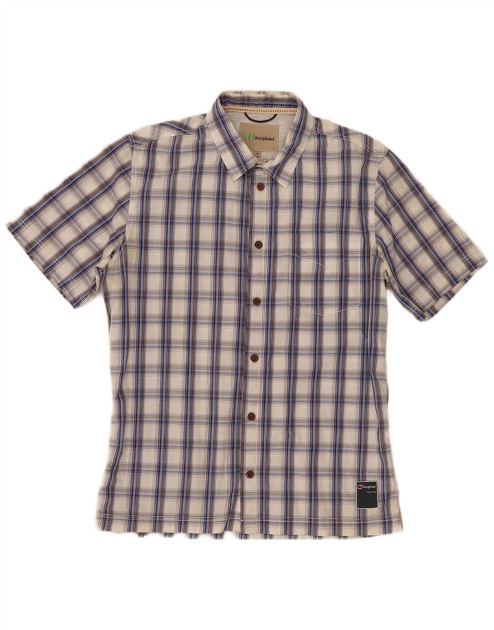 Camisa masculina de manga curta Berghaus de manga curta grande xadrez azul