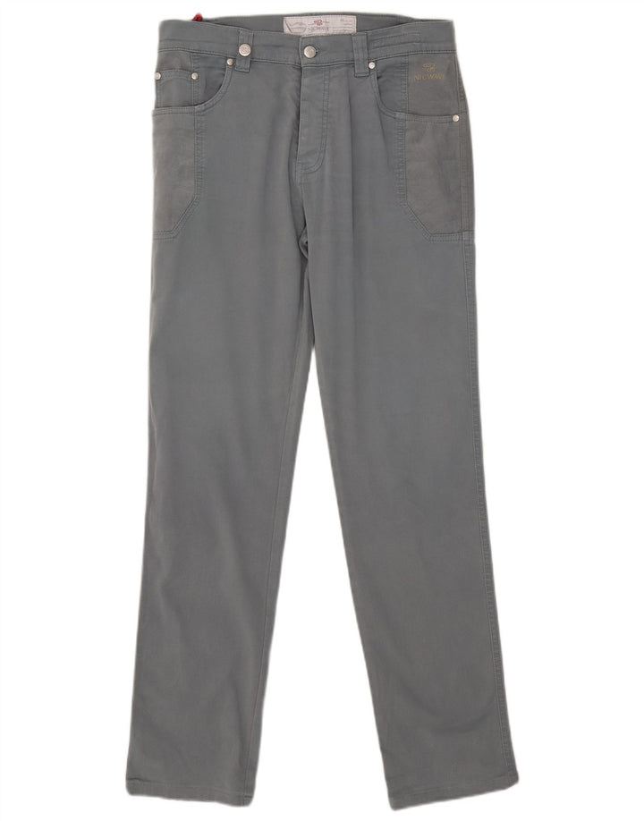 Calça casual masculina fina Nicwave IT 48 médio W32 L32 algodão cinza