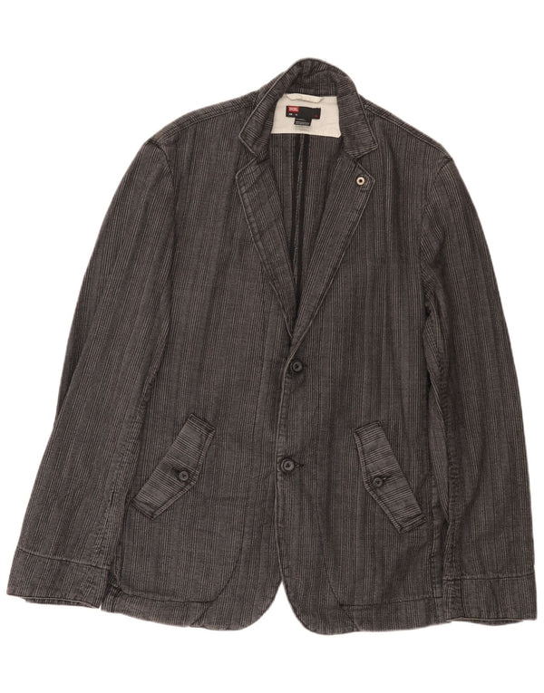 Jaqueta Blazer Masculina Diesel com 2 Botões UK 42 XL Cinza Listrado Algodão