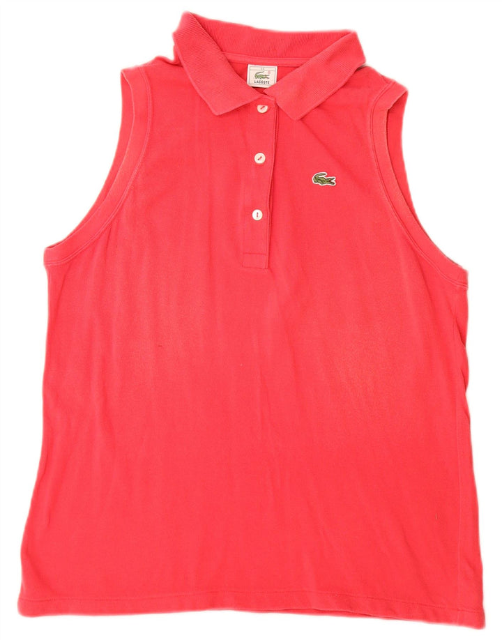 Camisa polo feminina sem mangas LACOSTE tamanho 44 grande algodão rosa