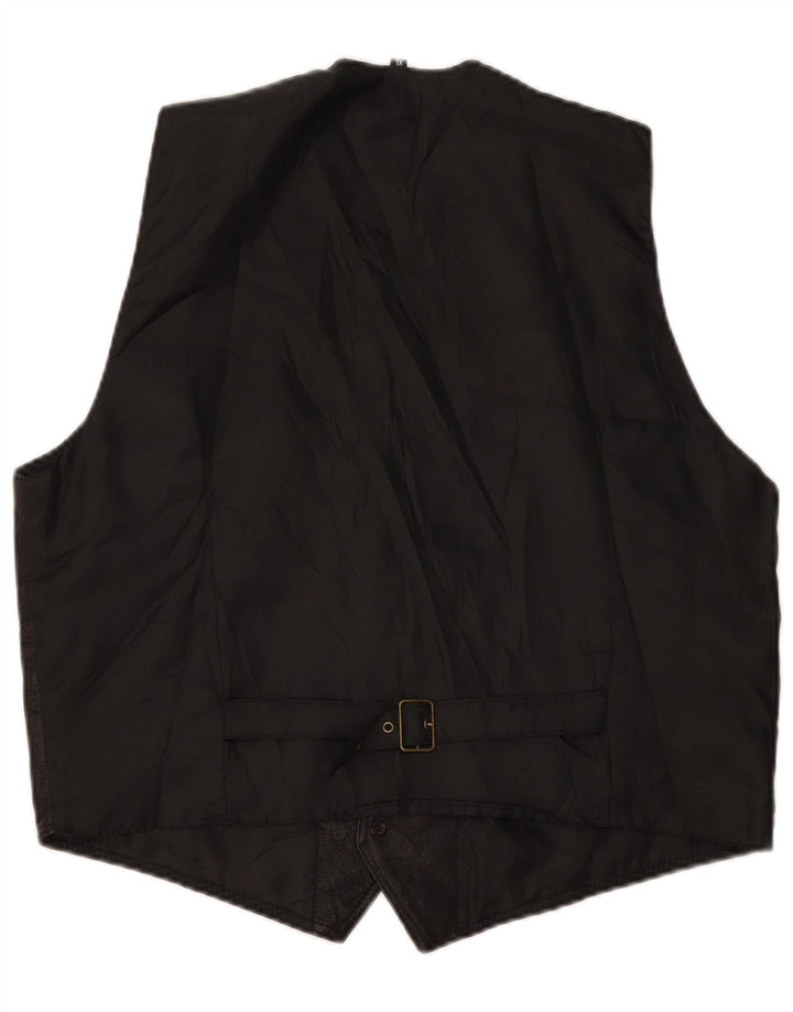 Colete masculino vintage XL em couro preto