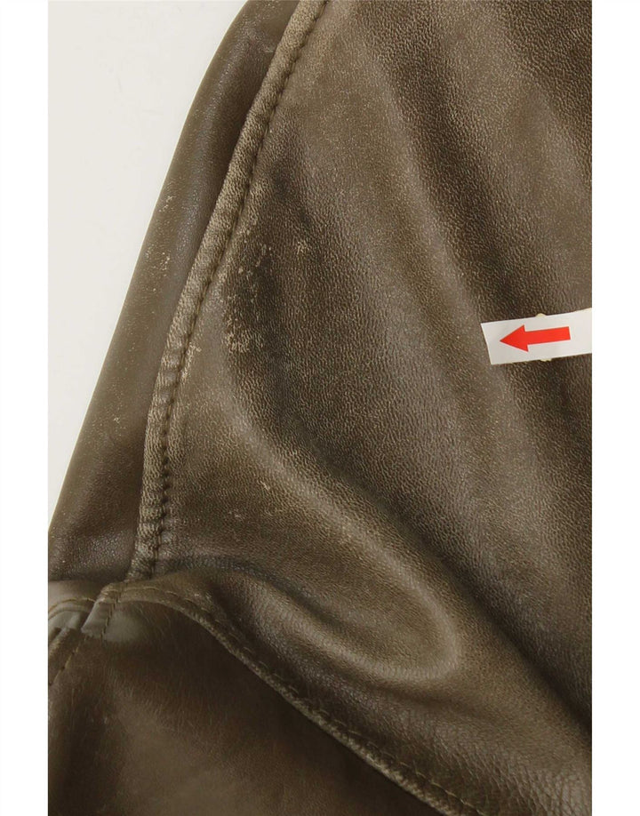 Jaqueta de couro bomber masculina vintage UK 38 médio cáqui