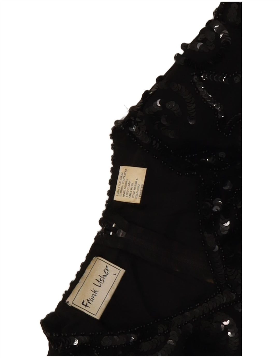 Blusa feminina Frank Usher Top UK 16 grande seda preta
