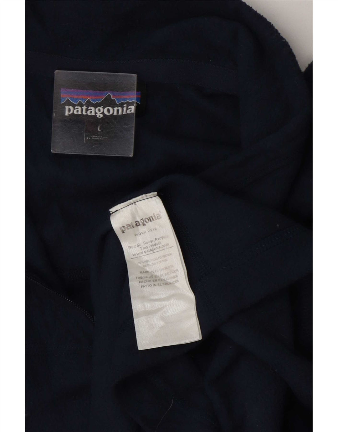 Suéter masculino Patagonia de lã com zíper e gola grande azul marinho poliéster
