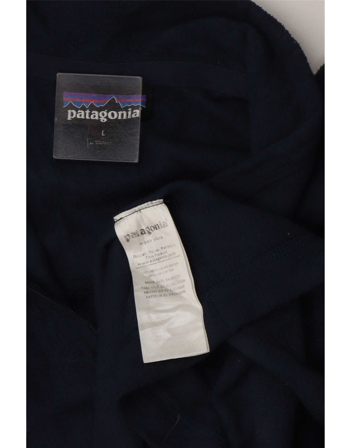 Suéter masculino Patagonia de lã com zíper e gola grande azul marinho poliéster