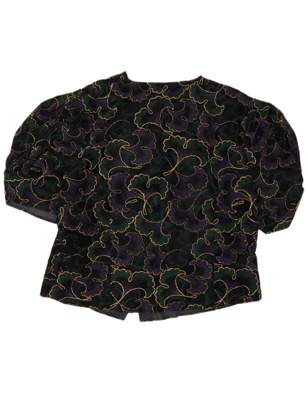 Blusa feminina de manga curta Yessica UE 42 grande acetato floral preto