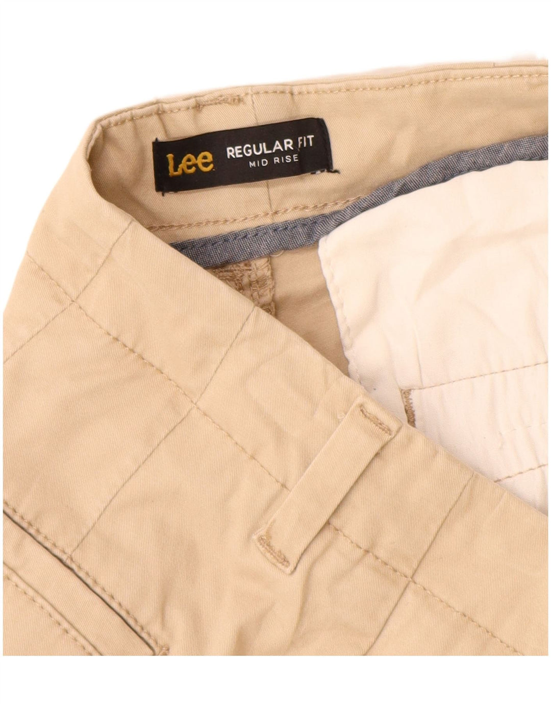 Shorts feminino Lee de cintura média, ajuste regular, casual, US 6, médio, W28, algodão bege