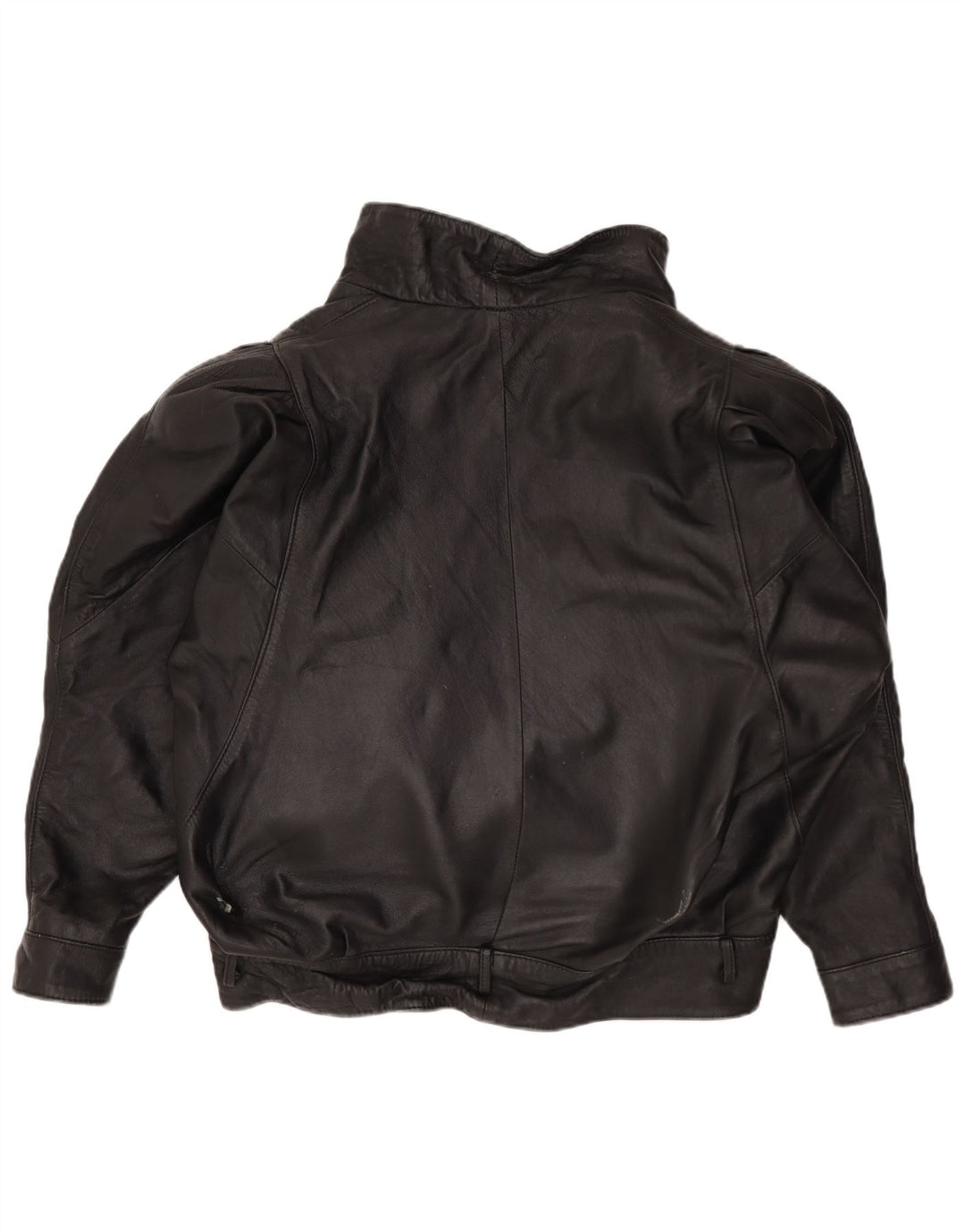 Jaqueta de couro superdimensionada feminina VINTAGE Reino Unido 14 médio preto
