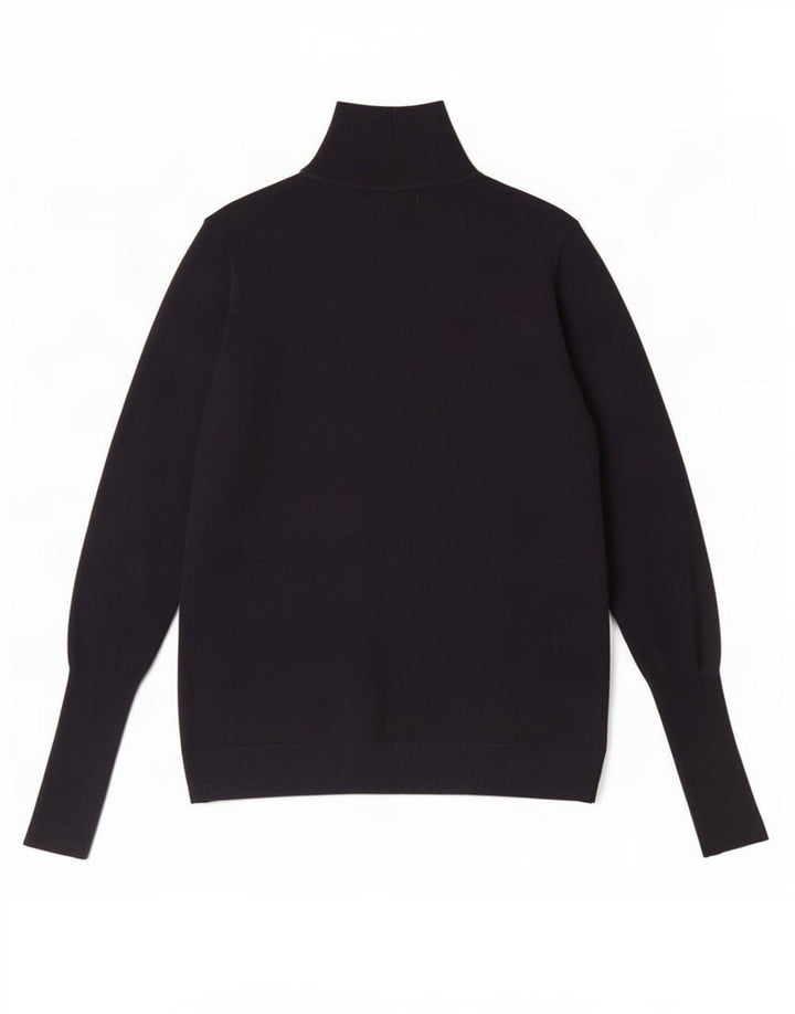 Suéter feminino Zara com gola tartaruga Reino Unido 14 médio azul marinho modal