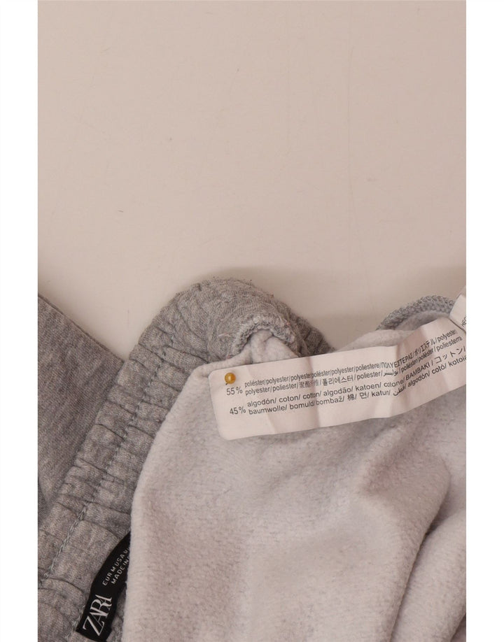 Calça de treino feminina Zara Joggers UK 12 poliéster manchado cinza médio