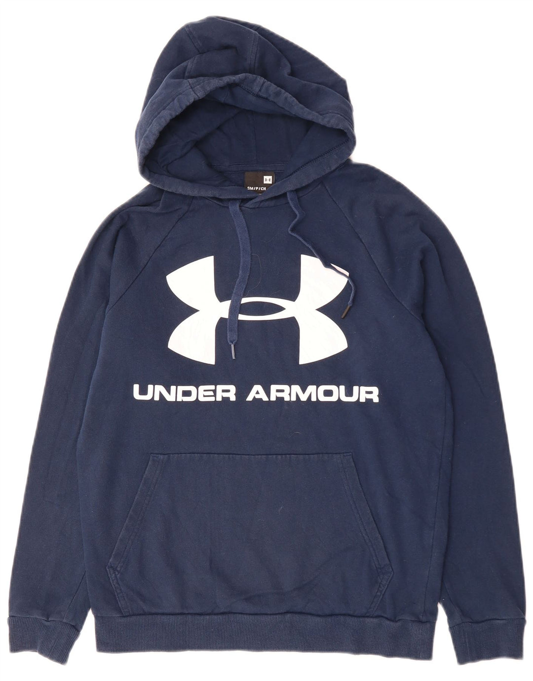 UNDER ARMOUR Masculino gráfico moletom com capuz pequeno algodão azul marinho