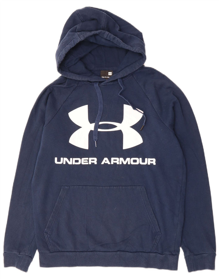 UNDER ARMOUR Masculino gráfico moletom com capuz pequeno algodão azul marinho