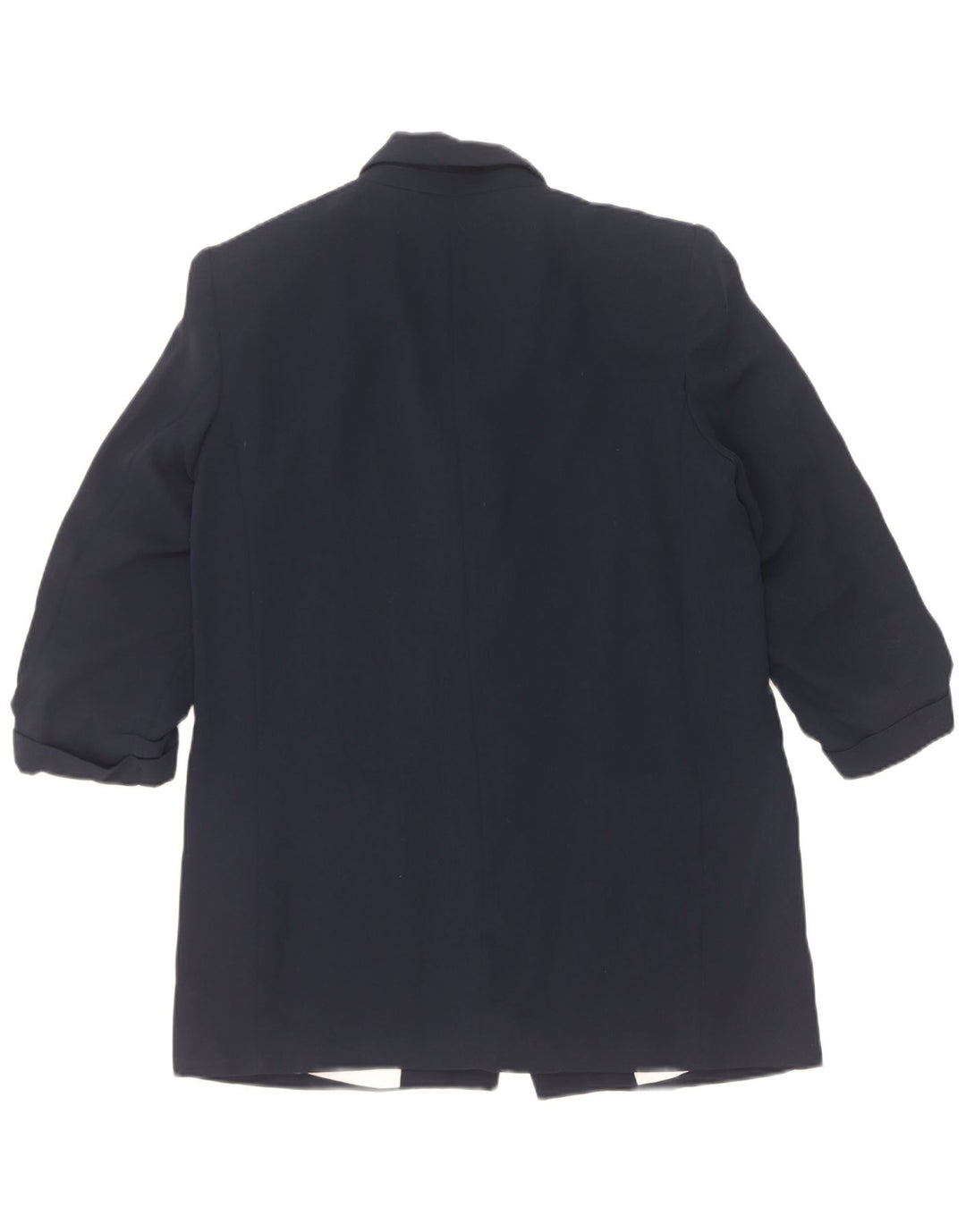 Zara Jaqueta Blazer Feminina Manga 3/4 Aberta Reino Unido 14 Poliéster Azul Marinho Médio