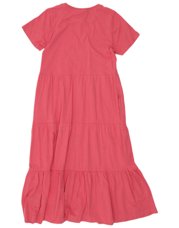 Vestido feminino em camadas da Crew Clothing UK 12 algodão rosa médio