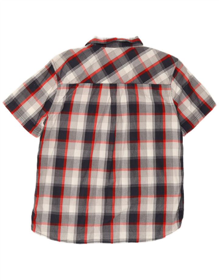 Camisa masculina de manga curta Weird Fish, algodão xadrez azul grande